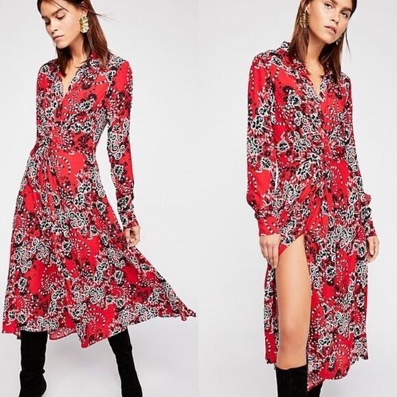 Free People Red Tough Love Dress - Picture 1 of 8